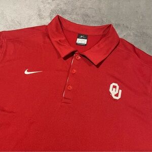 University of Oklahoma Nike Shirt Mens XXL Red Polo DriFit Sooners Football